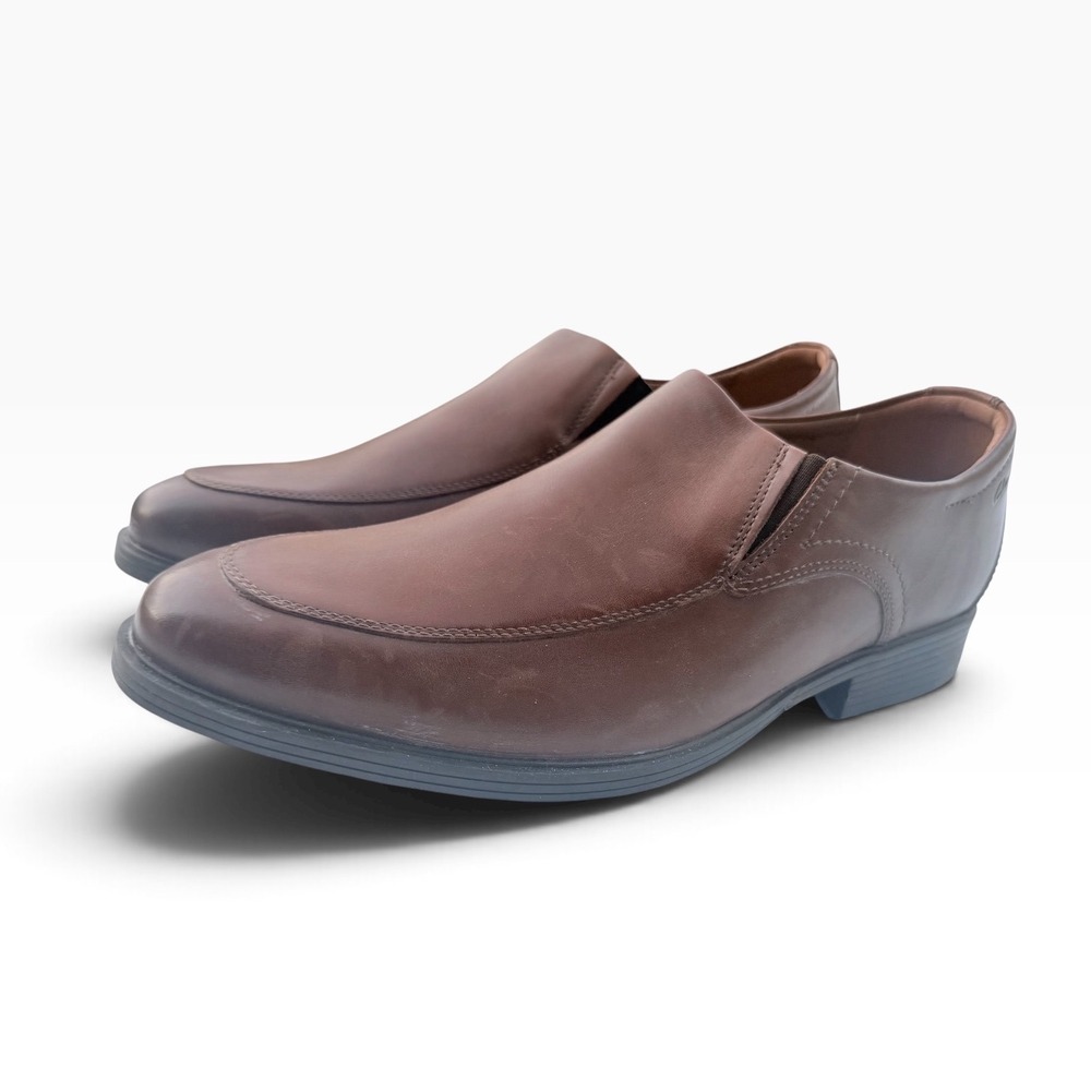 Clarks Whiddon Step Loafers Mens 10.5W Dark Cognac Leather EUC Slip On 261529178